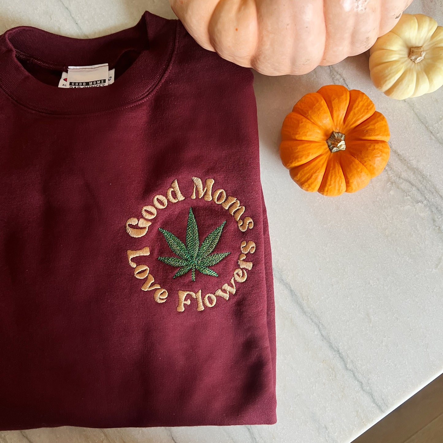 Limited Edition Crimson Good Moms Flowers Crewneck